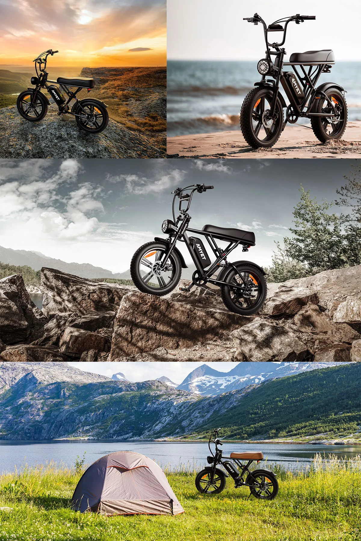 AMYET V9-G60 Adults Electric Bike 1000W Motor Bicycle 48V 20AH 20 Inch Tire Ebike Electric E Bikes Mountain Moped Ebikes For Men
