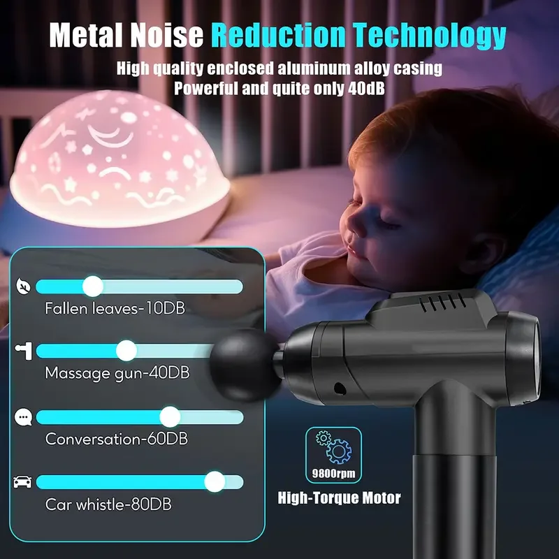 1200-9800 rpm High-Power Deep Muscle Massage Gun Electric Massager with 8 Heads For Body Neck Back Leg Fitness Tool 30 Levels 1200-9800 rpm High-Power Deep Muscle Massage Gun Electric Massager with 8 Heads For Body Neck Back Leg Fitness Tool 30 Levels