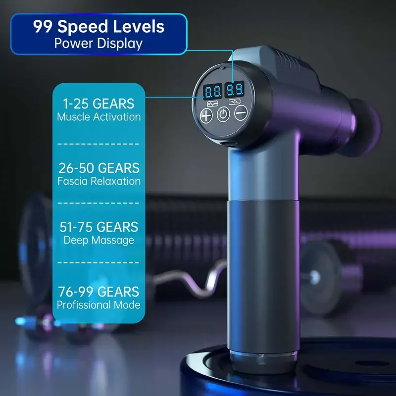 1200-9800 rpm High-Power Deep Muscle Massage Gun Electric Massager with 8 Heads For Body Neck Back Leg Fitness Tool 30 Levels 1200-9800 rpm High-Power Deep Muscle Massage Gun Electric Massager with 8 Heads For Body Neck Back Leg Fitness Tool 30 Levels