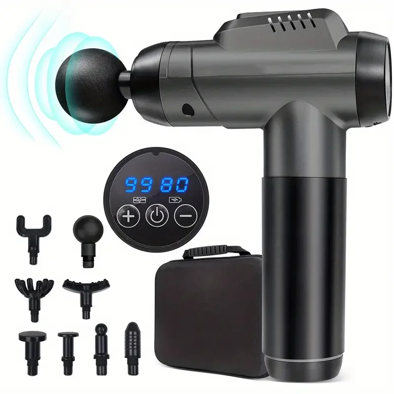 1200-9800 rpm High-Power Deep Muscle Massage Gun Electric Massager with 8 Heads For Body Neck Back Leg Fitness Tool 30 Levels 1200-9800 rpm High-Power Deep Muscle Massage Gun Electric Massager with 8 Heads For Body Neck Back Leg Fitness Tool 30 Levels