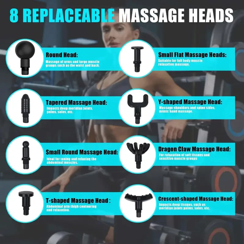 1200-9800 rpm High-Power Deep Muscle Massage Gun Electric Massager with 8 Heads For Body Neck Back Leg Fitness Tool 30 Levels 1200-9800 rpm High-Power Deep Muscle Massage Gun Electric Massager with 8 Heads For Body Neck Back Leg Fitness Tool 30 Levels
