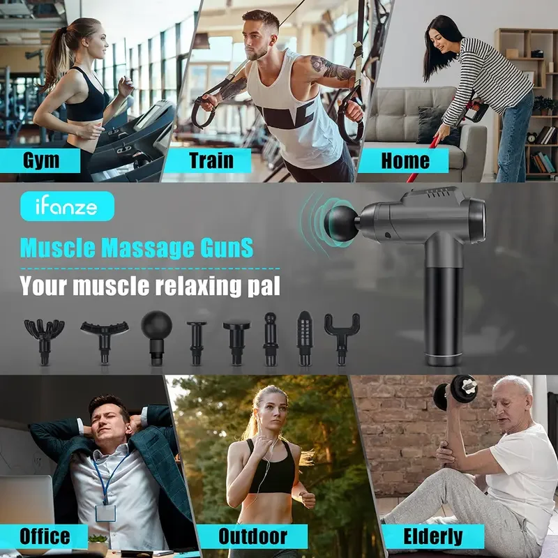 1200-9800 rpm High-Power Deep Muscle Massage Gun Electric Massager with 8 Heads For Body Neck Back Leg Fitness Tool 30 Levels 1200-9800 rpm High-Power Deep Muscle Massage Gun Electric Massager with 8 Heads For Body Neck Back Leg Fitness Tool 30 Levels