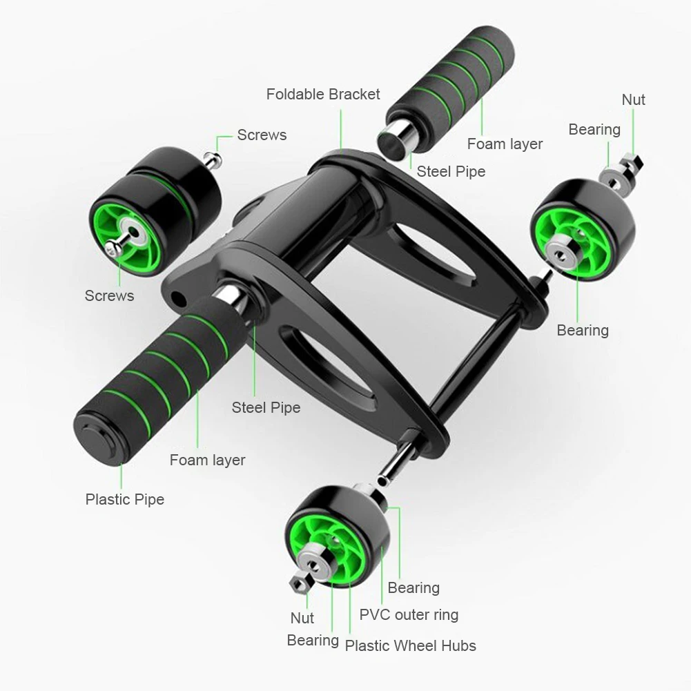 Ab Roller Wheel Abdominal Exercise Roller 4-Wheeled Ab Exercise Machine Foldable Core Strengthening Trainer for Adults Ab Roller Wheel Abdominal Exercise Roller 4-Wheeled Ab Exercise Machine Foldable Core Strengthening Trainer for Adults