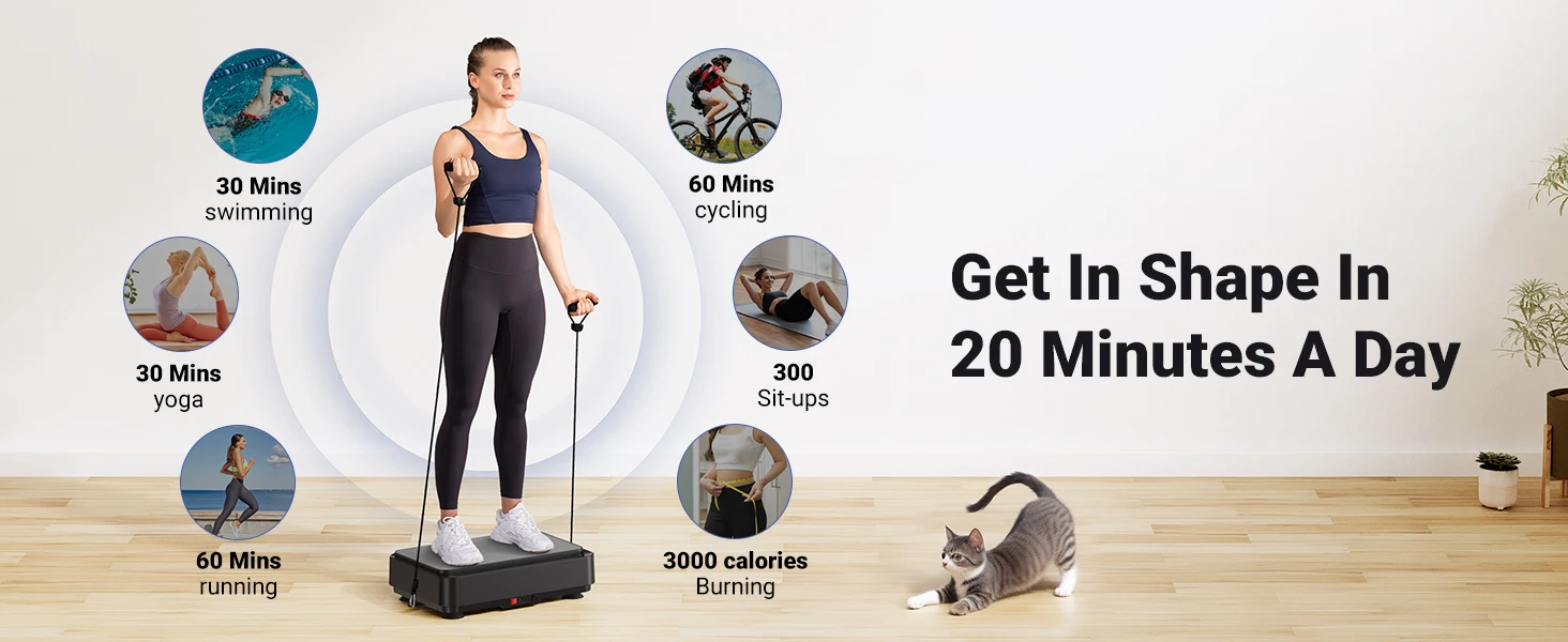 MERACH Vibration Plate Exercise Machine Vibration Plate for Lymphatic Drainage Relieve Pain Help Sleep Fat Burning Weight Loss