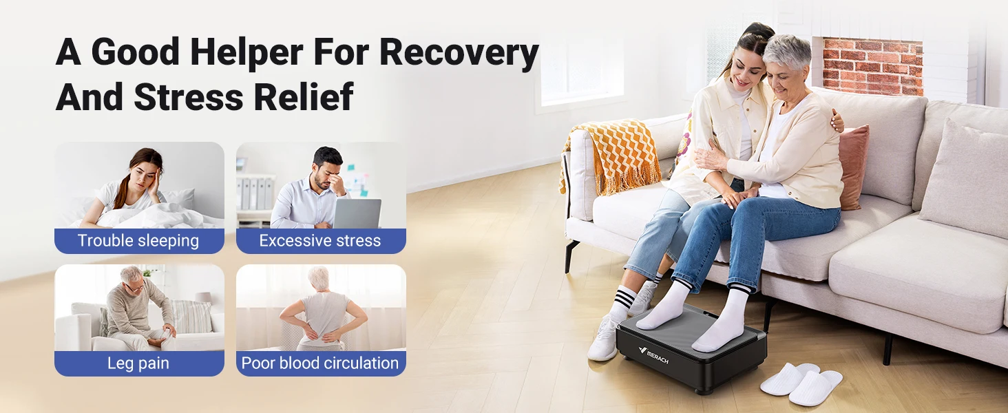 MERACH Vibration Plate Exercise Machine Vibration Plate for Lymphatic Drainage Relieve Pain Help Sleep Fat Burning Weight Loss