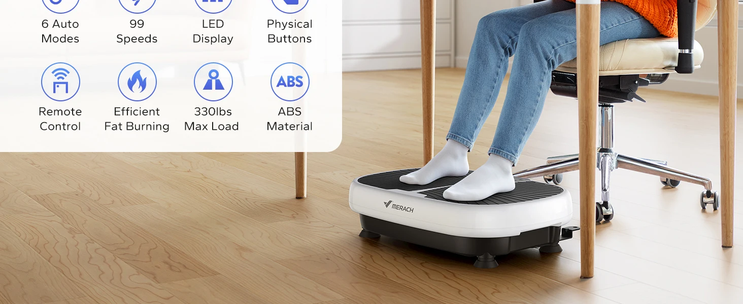 MERACH EMS Vibration Plate Exercise Machine for Lymphatic Drainage Relieve Pain Help Sleep Fat Burning&Weight Loss Exercise Fit