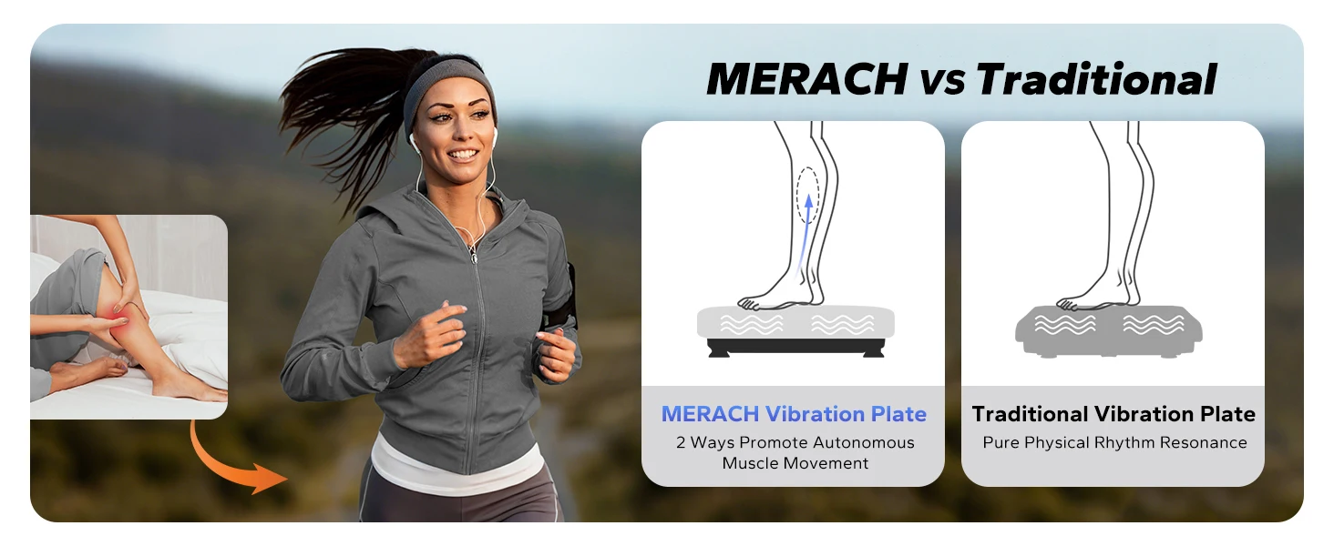 MERACH EMS Vibration Plate Exercise Machine for Lymphatic Drainage Relieve Pain Help Sleep Fat Burning&Weight Loss Exercise Fit