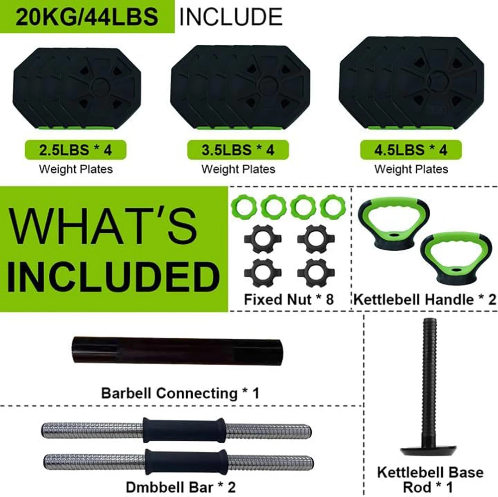 66lbs/88lbs Weight 4 in 1 Adjustable Kettlebell Set  Dumbbell Set Used as Kettlebells Barbell Push up Stand for GYM Home