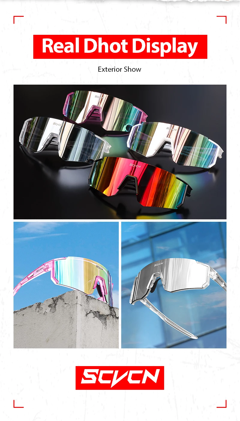 SCVCN New Outdoor Cycling Sunglasses Men Road Driving Bike Glasses  Sports Mountain Climbing Women Bicycle Cycling UV400 Goggles
