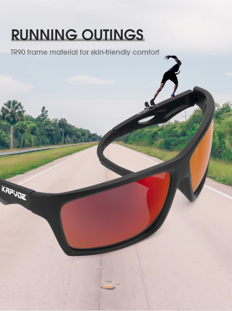 KAPVOE Polarized Glasses Men Women Fishing Goggles Camping Hiking Road Driving Eyewear Sport Sunglasses bicycle running Glasses