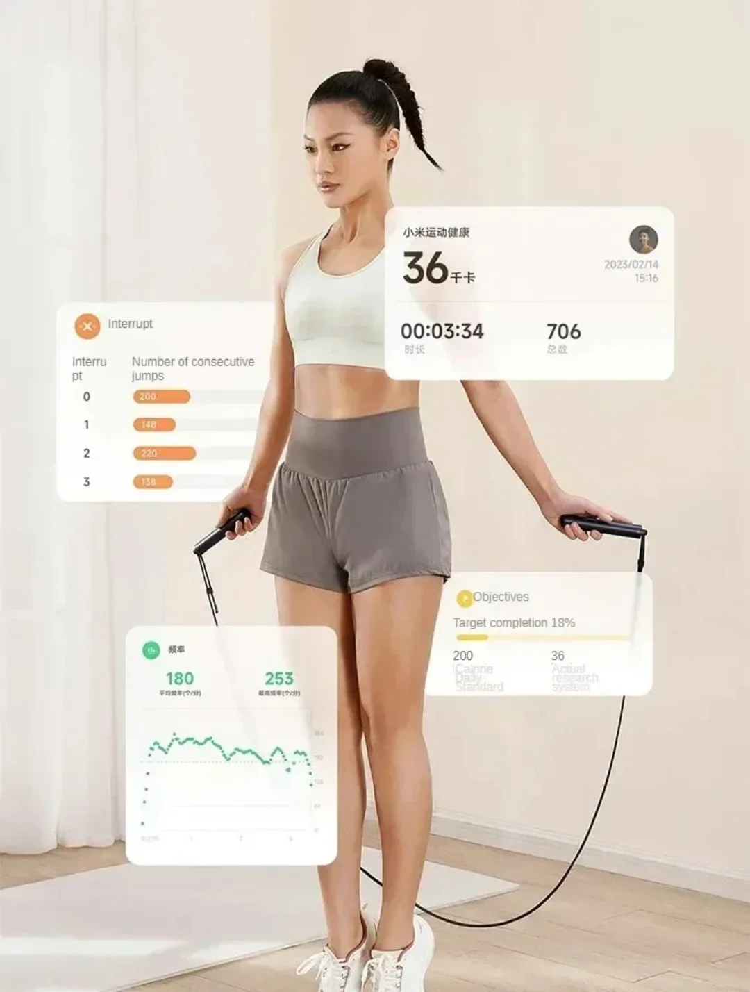 Xiaomi Mijia Smart Skipping Jump Rope XMSR-P803 Counter With Fit App Adjustable Calorie Calculation Sport Fitness Professional