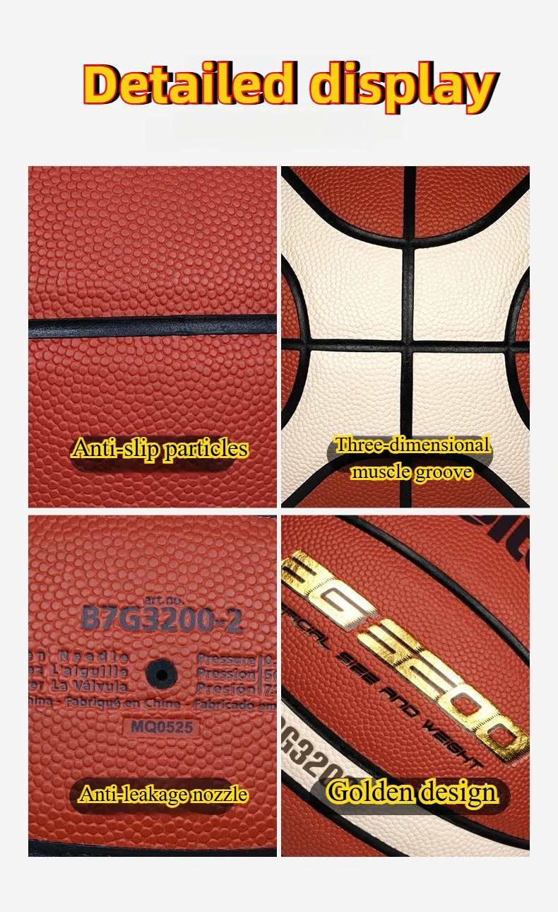 Molten BG3200 Size 7 Basketball - Durable PU Cover & Rubber Bladder for Indoor Outdoor Training