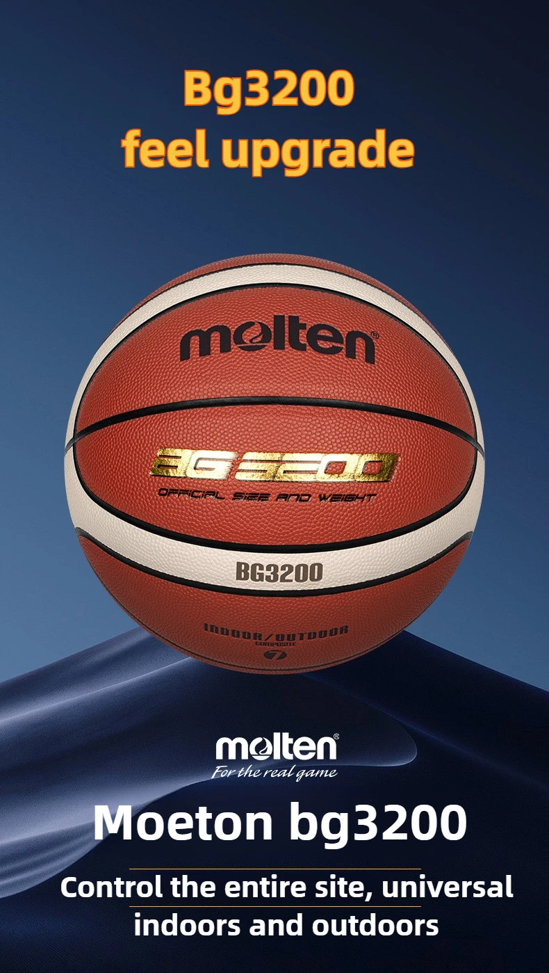 Molten BG3200 Size 7 Basketball - Durable PU Cover & Rubber Bladder for Indoor Outdoor Training