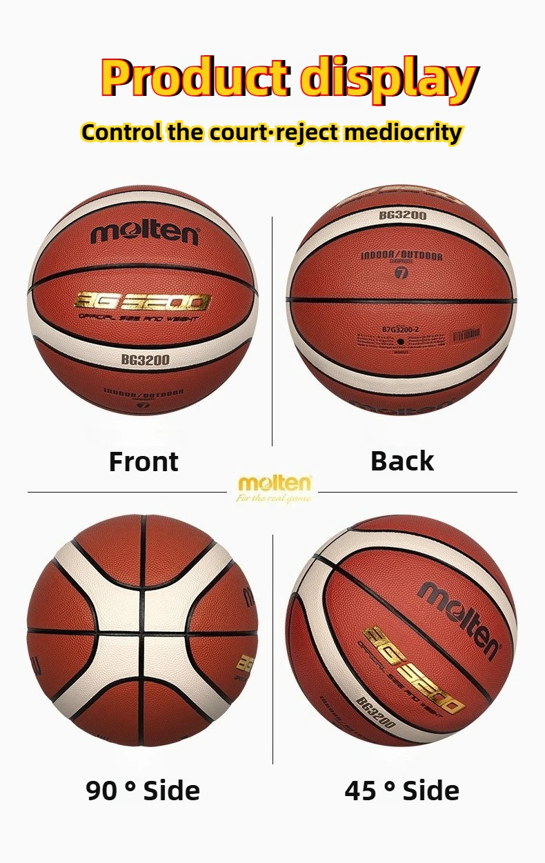 Molten BG3200 Size 7 Basketball - Durable PU Cover & Rubber Bladder for Indoor Outdoor Training