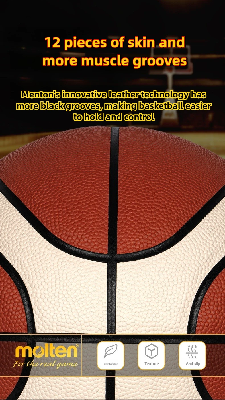 Molten BG3200 Size 7 Basketball - Durable PU Cover & Rubber Bladder for Indoor Outdoor Training