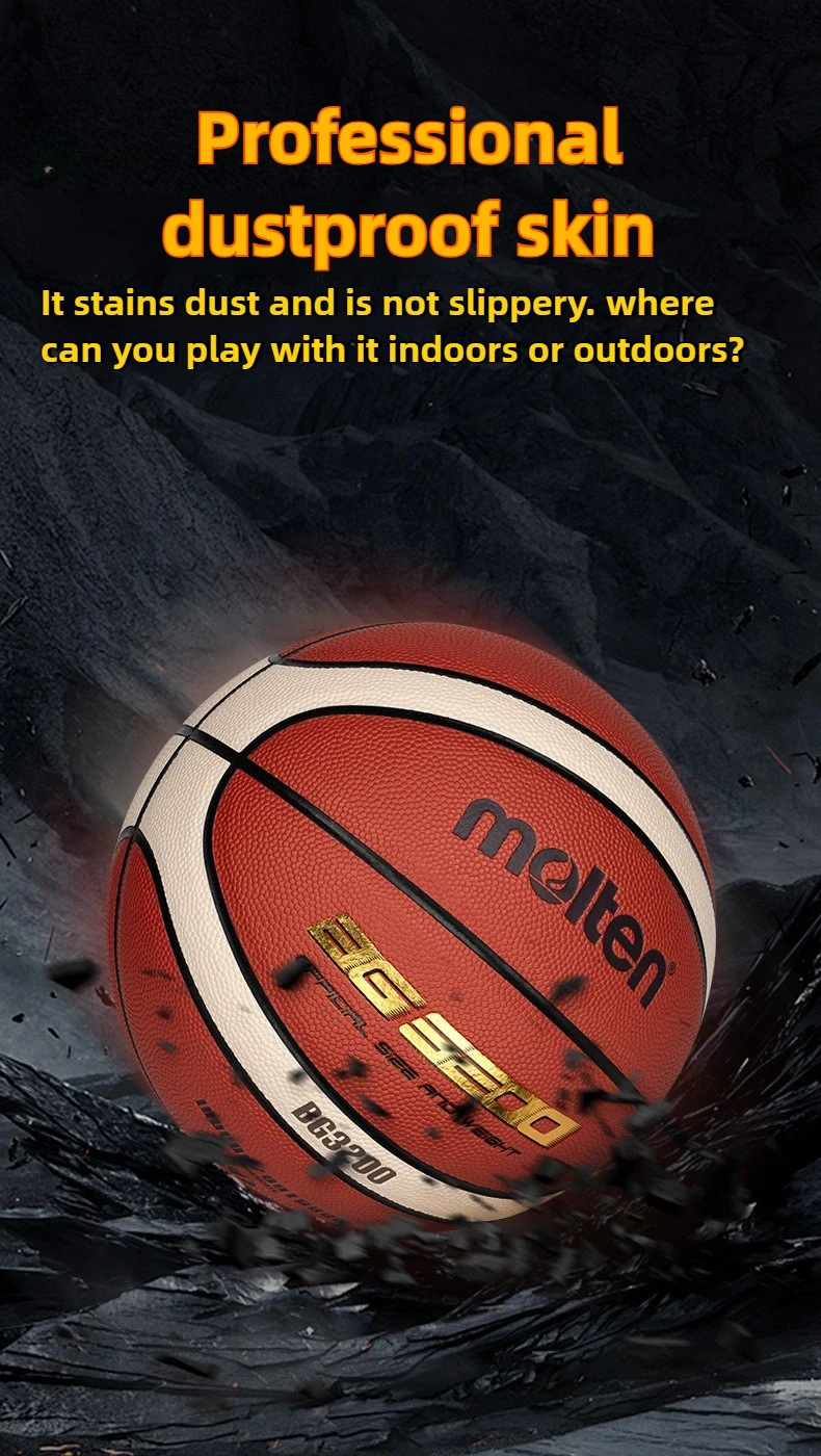 Molten BG3200 Size 7 Basketball - Durable PU Cover & Rubber Bladder for Indoor Outdoor Training