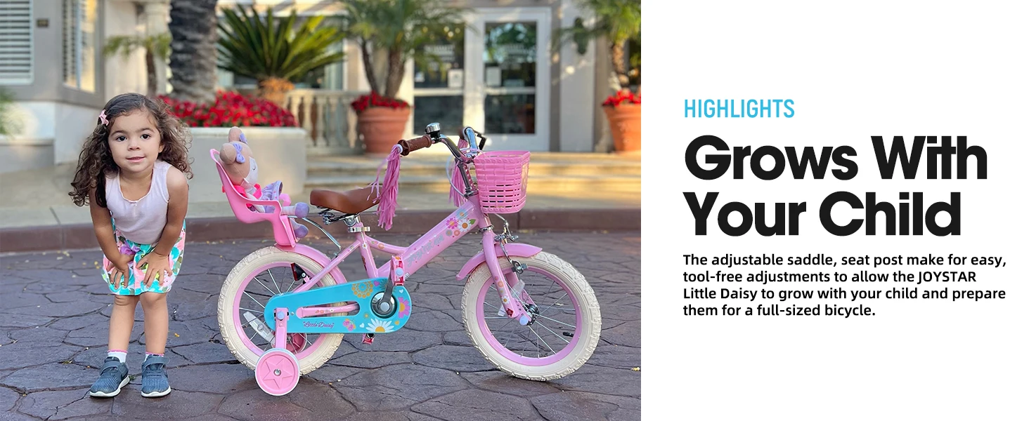 JOYSTAR Little Daisy Kids Bike for Girls Ages 2-7 Years,  Bikes with Doll Bike Seat & Streamers,Bikes with Flag & Number Plate