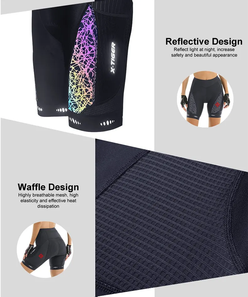 X-TIGER Cycling Shorts Women's Bicycle Shorts Competitive Sponge Padded 7h MTB Bike Shorts With Side Pockets Summer Bib Tights
