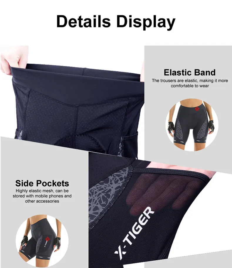 X-TIGER Cycling Shorts Women's Bicycle Shorts Competitive Sponge Padded 7h MTB Bike Shorts With Side Pockets Summer Bib Tights