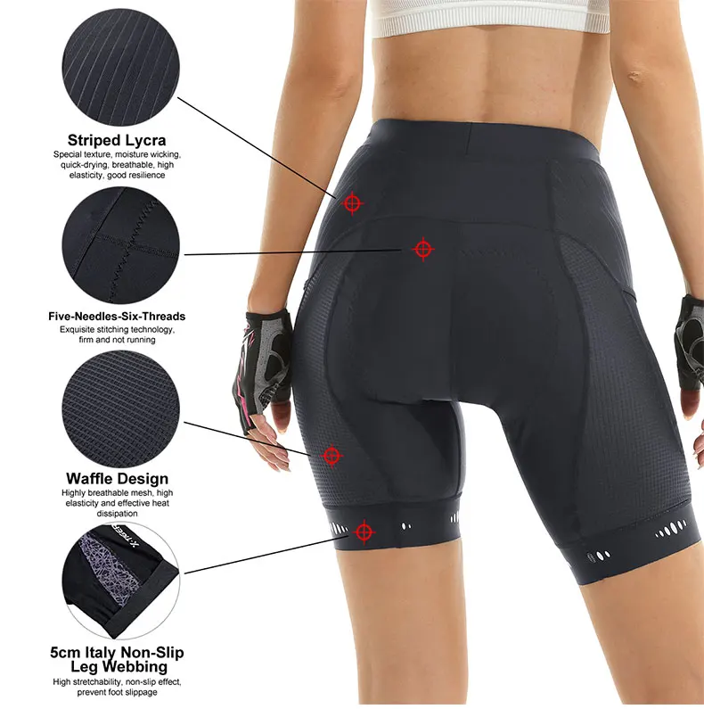 X-TIGER Cycling Shorts Women's Bicycle Shorts Competitive Sponge Padded 7h MTB Bike Shorts With Side Pockets Summer Bib Tights